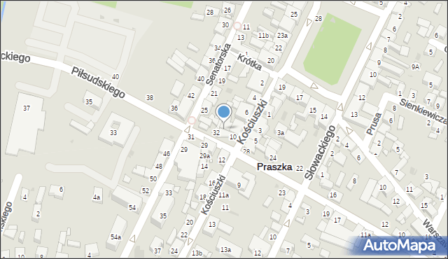 Praszka, Piłsudskiego Józefa, marsz., 30, mapa Praszka