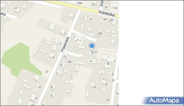 Promnik, Piaskowa, 9, mapa Promnik