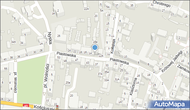 Prudnik, Piastowska, 14-16, mapa Prudnik