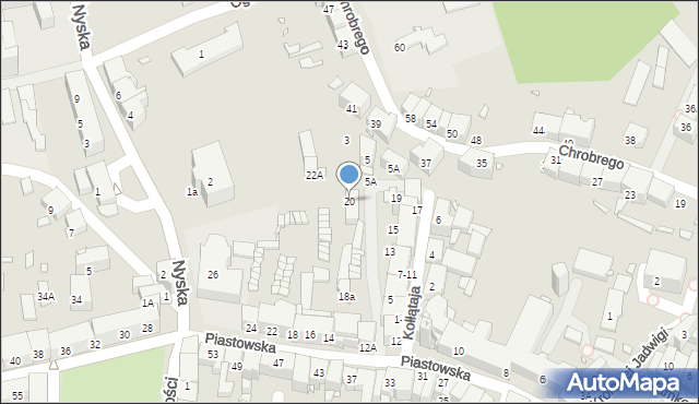 Prudnik, Piastowska, 20B, mapa Prudnik