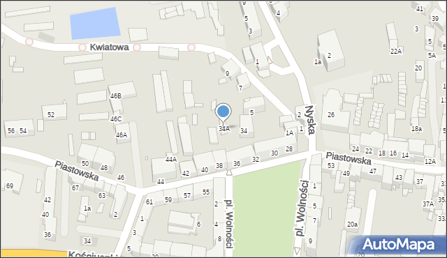 Prudnik, Piastowska, 34A, mapa Prudnik