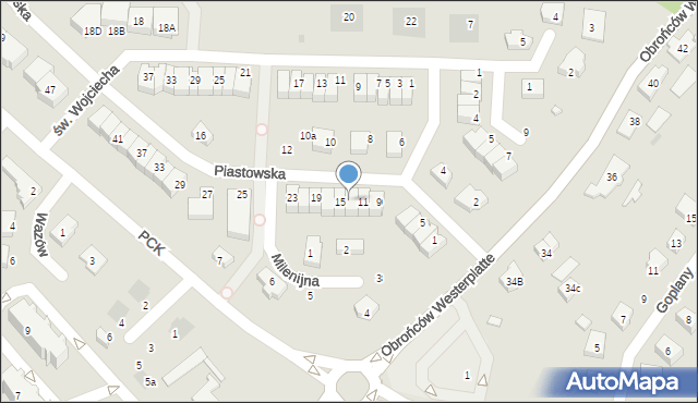 Pruszcz Gdański, Piastowska, 13, mapa Pruszcz Gdański