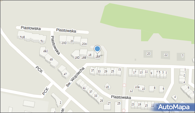 Pruszcz Gdański, Piastowska, 18A, mapa Pruszcz Gdański