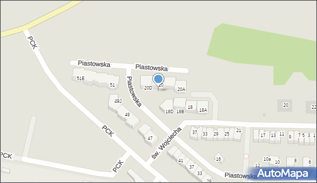 Pruszcz Gdański, Piastowska, 20B, mapa Pruszcz Gdański