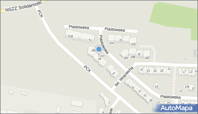 Pruszcz Gdański, Piastowska, 49K, mapa Pruszcz Gdański