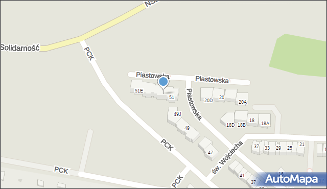 Pruszcz Gdański, Piastowska, 51G, mapa Pruszcz Gdański