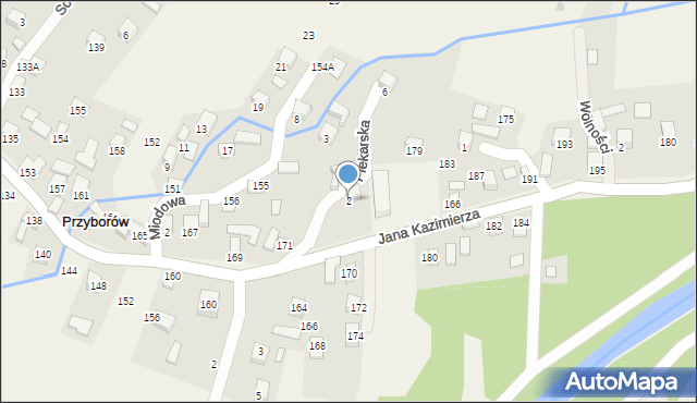 Przyborów, Piekarska, 2, mapa Przyborów
