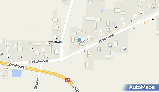 Przymiłowice, Piastowska, 15, mapa Przymiłowice