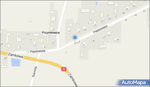 Przymiłowice, Piastowska, 2, mapa Przymiłowice