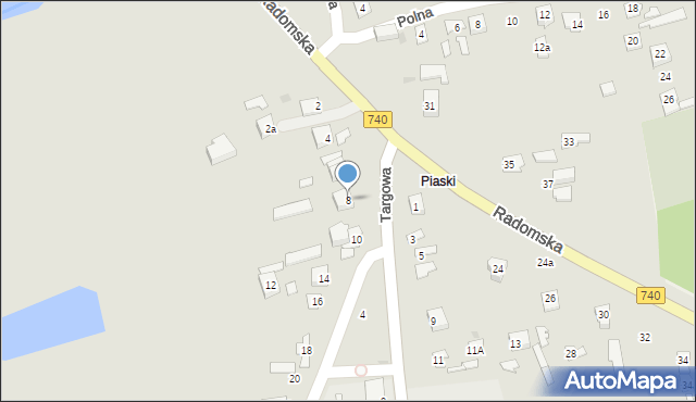 Przytyk, Piaski, 8, mapa Przytyk