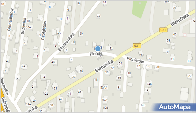 Pszczyna, Pionierów, 6A, mapa Pszczyny