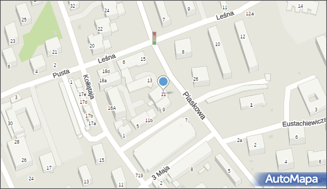 Puławy, Piaskowa, 11, mapa Puław