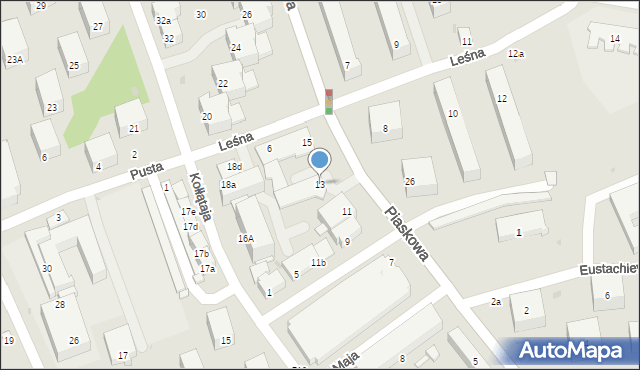 Puławy, Piaskowa, 13, mapa Puław