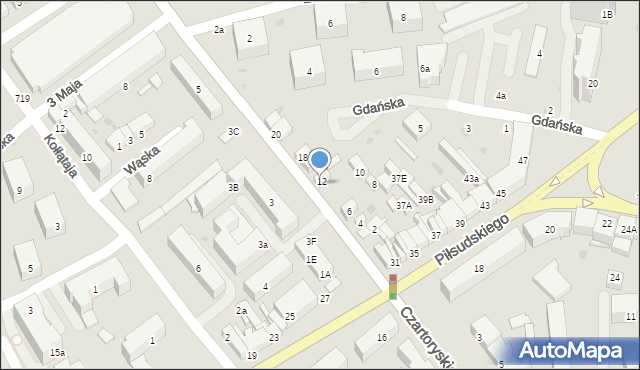 Puławy, Piaskowa, 14, mapa Puław