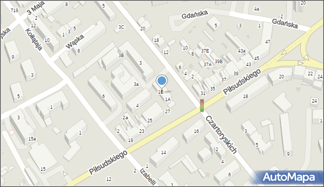 Puławy, Piaskowa, 1D, mapa Puław