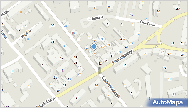 Puławy, Piaskowa, 2, mapa Puław