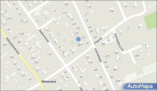 Puławy, Piękna, 15, mapa Puław