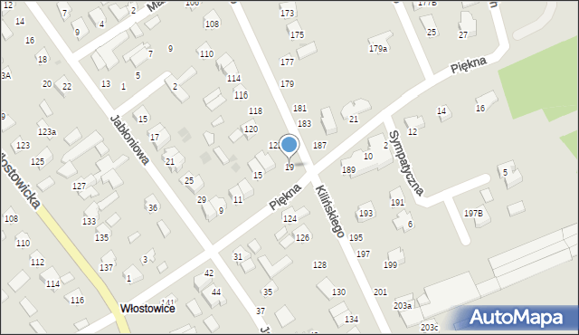 Puławy, Piękna, 19, mapa Puław