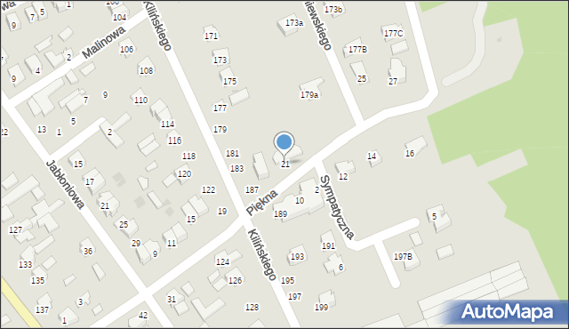 Puławy, Piękna, 21, mapa Puław