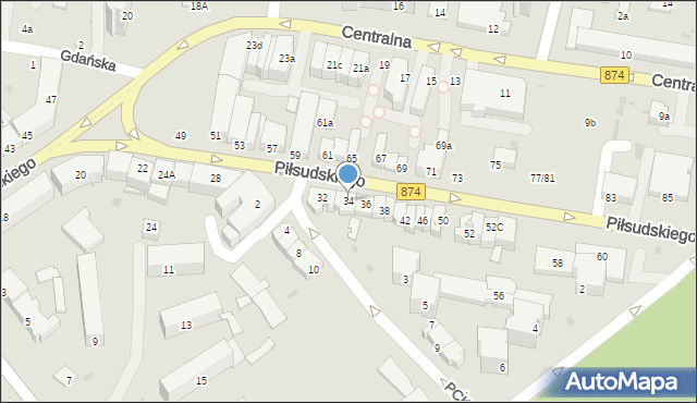 Puławy, Piłsudskiego Józefa, marsz., 34, mapa Puław
