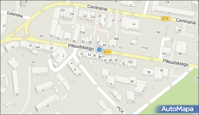 Puławy, Piłsudskiego Józefa, marsz., 38, mapa Puław