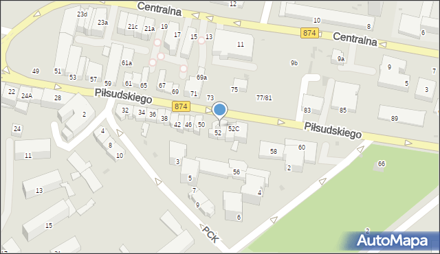Puławy, Piłsudskiego Józefa, marsz., 52A, mapa Puław