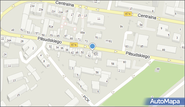 Puławy, Piłsudskiego Józefa, marsz., 52B, mapa Puław