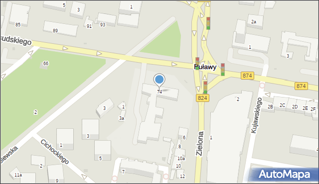 Puławy, Piłsudskiego Józefa, marsz., 74, mapa Puław