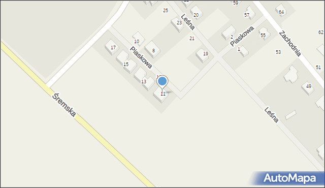 Pysząca, Piaskowa, 11, mapa Pysząca