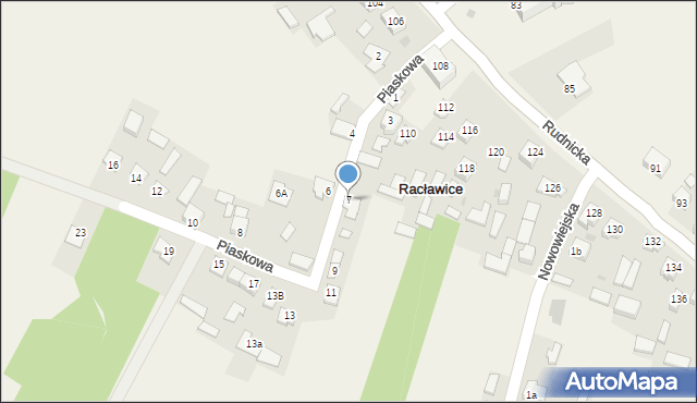 Racławice, Piaskowa, 7, mapa Racławice