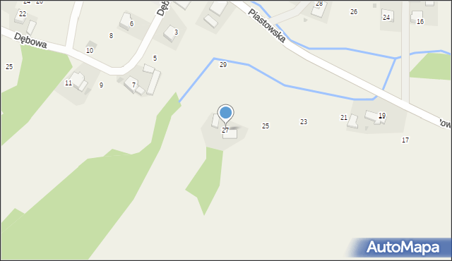 Radocza, Piastowska, 27, mapa Radocza