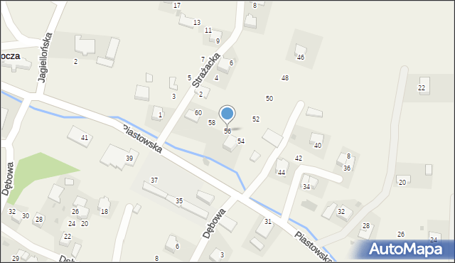 Radocza, Piastowska, 56, mapa Radocza