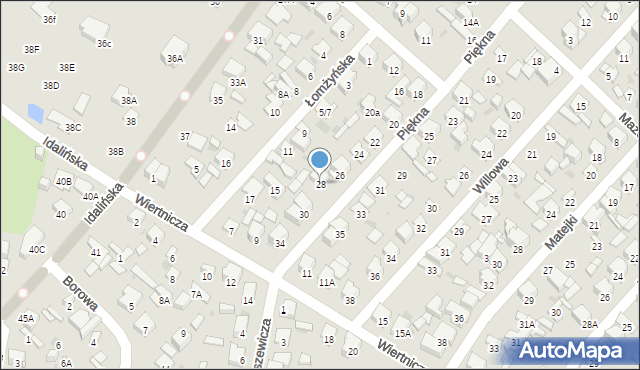 Radom, Piękna, 28, mapa Radomia