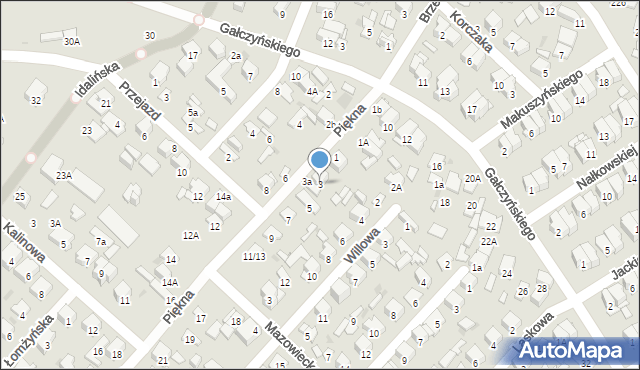 Radom, Piękna, 3, mapa Radomia