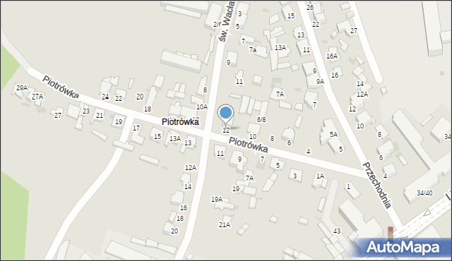 Radom, Piotrówka, 12, mapa Radomia
