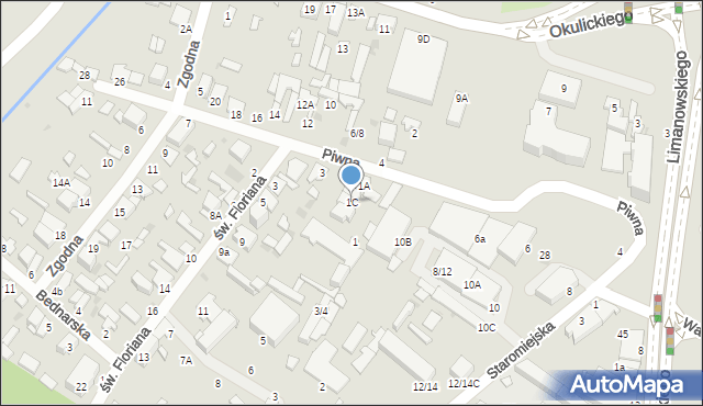 Radom, Piwna, 1C, mapa Radomia