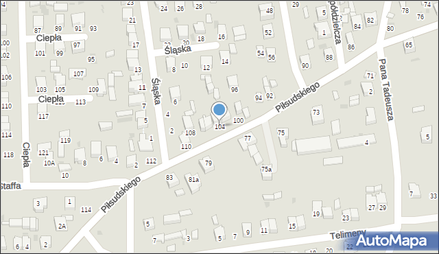 Radomsko, Piłsudskiego Józefa, marsz., 104, mapa Radomsko