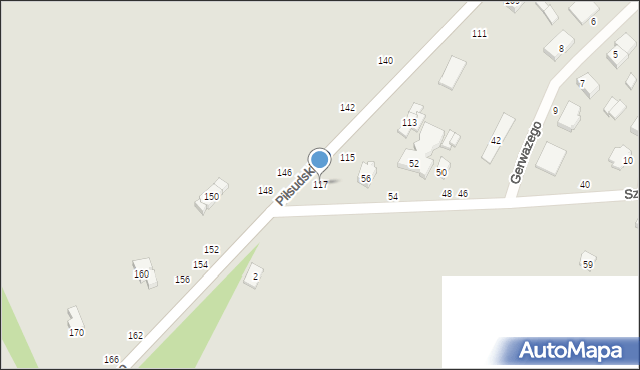 Radomsko, Piłsudskiego Józefa, marsz., 117, mapa Radomsko