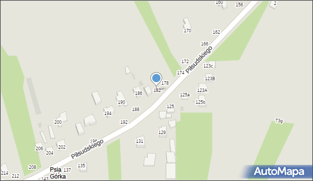 Radomsko, Piłsudskiego Józefa, marsz., 182, mapa Radomsko
