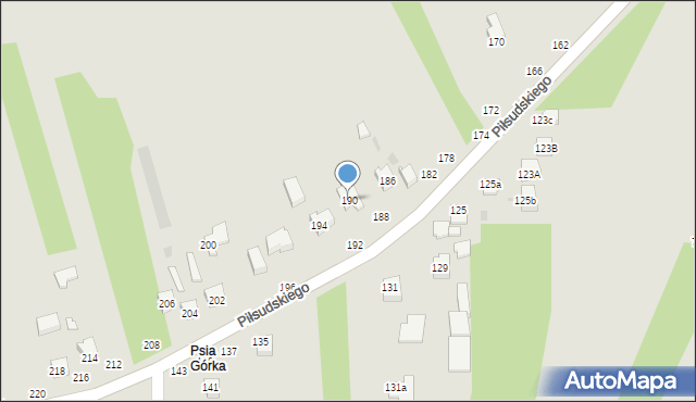 Radomsko, Piłsudskiego Józefa, marsz., 190, mapa Radomsko