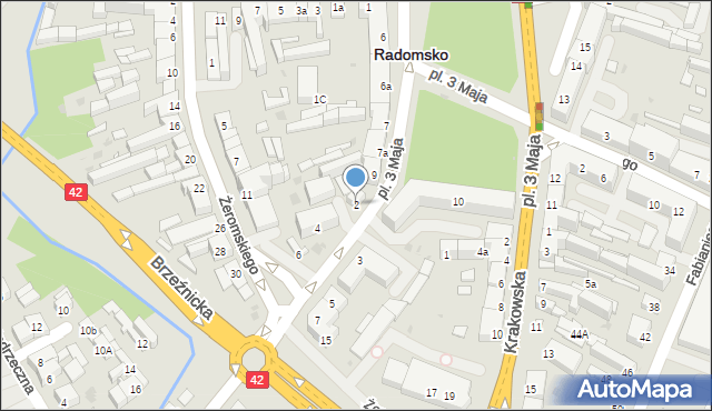 Radomsko, Piłsudskiego Józefa, marsz., 2, mapa Radomsko
