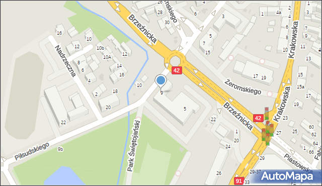 Radomsko, Piłsudskiego Józefa, marsz., 9, mapa Radomsko