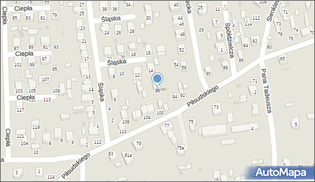 Radomsko, Piłsudskiego Józefa, marsz., 96, mapa Radomsko