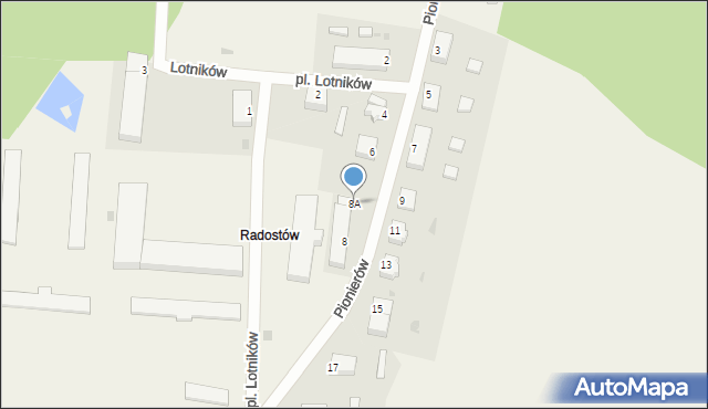 Radostów, Pionierów, 8A, mapa Radostów