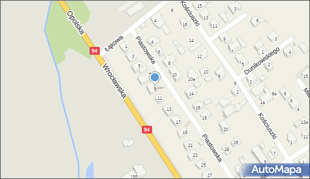 Radwanice, Piastowska, 9, mapa Radwanice