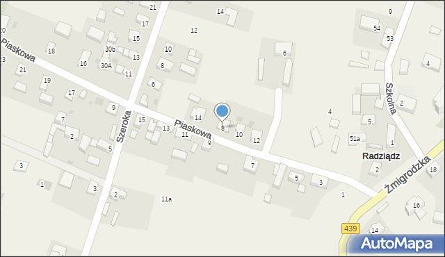 Radziądz, Piaskowa, 8, mapa Radziądz