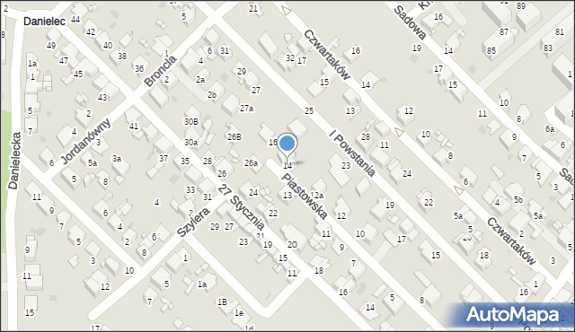 Radzionków, Piastowska, 14, mapa Radzionków