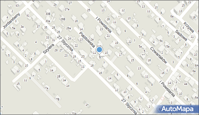 Radzionków, Piastowska, 9, mapa Radzionków