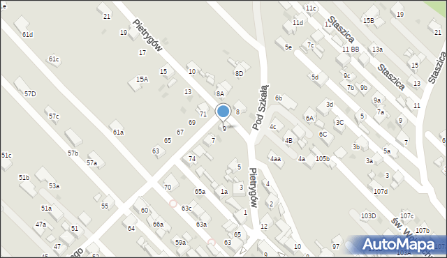 Radzionków, Pietrygów, 9, mapa Radzionków