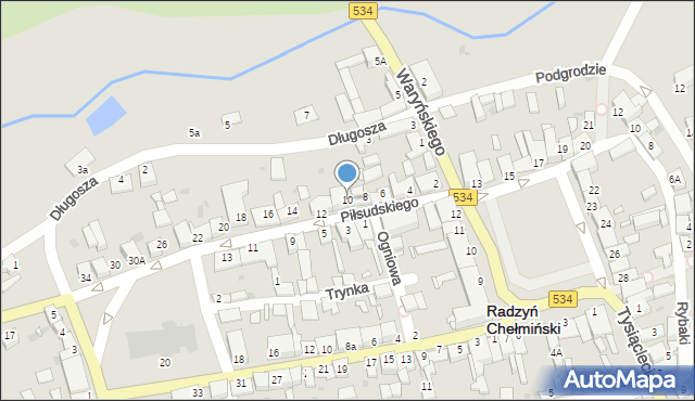 Radzyń Chełmiński, Piłsudskiego Józefa, marsz., 10, mapa Radzyń Chełmiński